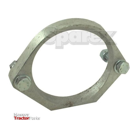 A metal circular clamp with two protruding bolt heads, depicted against a white background. The words "Massey Tractor Parts" are partially visible in the bottom left corner, accompanied by a small Sparex logo.