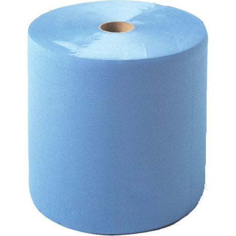The Cleaning Roll - S.31574 by Sparex is a large, blue industrial paper towel roll with a hollow center, perfect for various cleaning tasks.