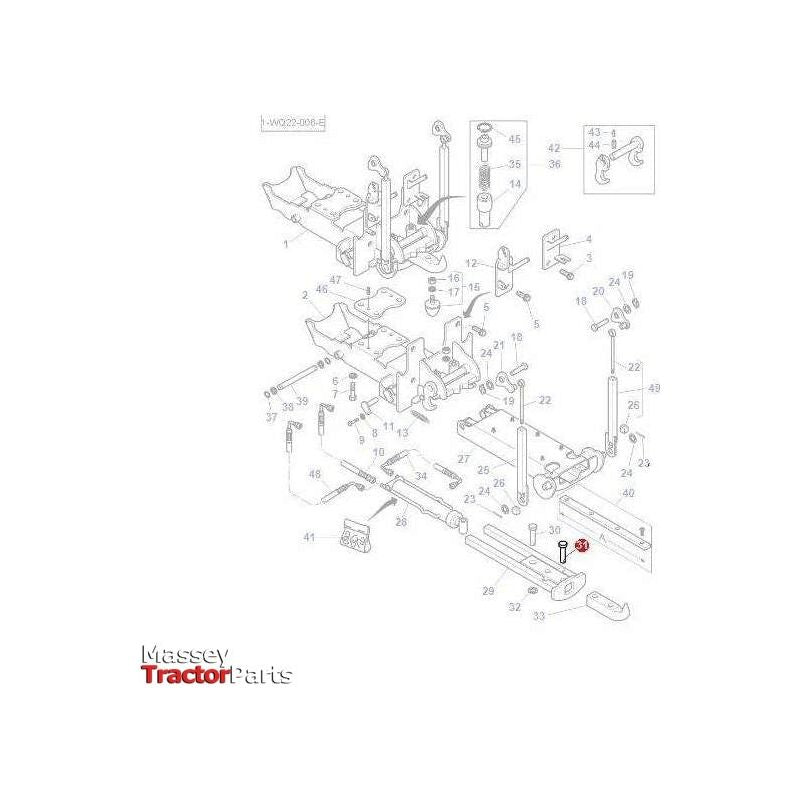 Massey Ferguson Clevis Pin Dragbar - 3792086M1 | OEM | Massey Ferguson parts | Hitch Kits & Components-Massey Ferguson-Auto Hitch Cables,Cabin & Body Panels,Cables,Clevis Ends & Components,Clevis Pins,Farming Parts,Hardware,Towing & Fasteners,Tractor Parts