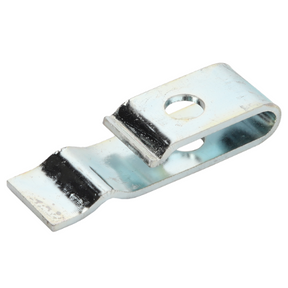 A Massey Ferguson - Clip Fender (3809291M1) by AGCO, featuring a flat base, a bent middle section, and a round hole near one end, designed for use in Massey Ferguson 4200 Series tractor parts.