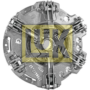 The Clutch Cover Assembly - S.131151 by Sparex, a mechanical device with springs and levers resembling a metal automotive clutch assembly, features an Organic Captive Disc and a Cover Size of 280/280 mm. A translucent yellow "LUK" watermark is prominently displayed over the image.