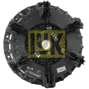 The Sparex Clutch Cover Assembly - S.131157 is a metal automotive component with visible serial numbers and the "LUK" logo in yellow, featuring a dual cover design. The part appears circular with multiple attachment points, likely intended for a cerametallic captive disc measuring 310/310mm.