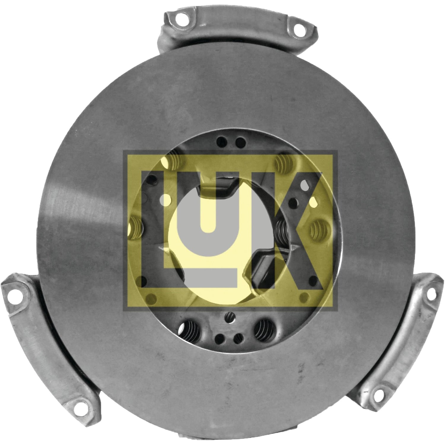 Close-up image of an automotive part with the brand "Sparex" visible on the front. The Sparex Clutch Cover Assembly - S.145209, circular in shape, features three pressed steel brackets evenly spaced around the edge.