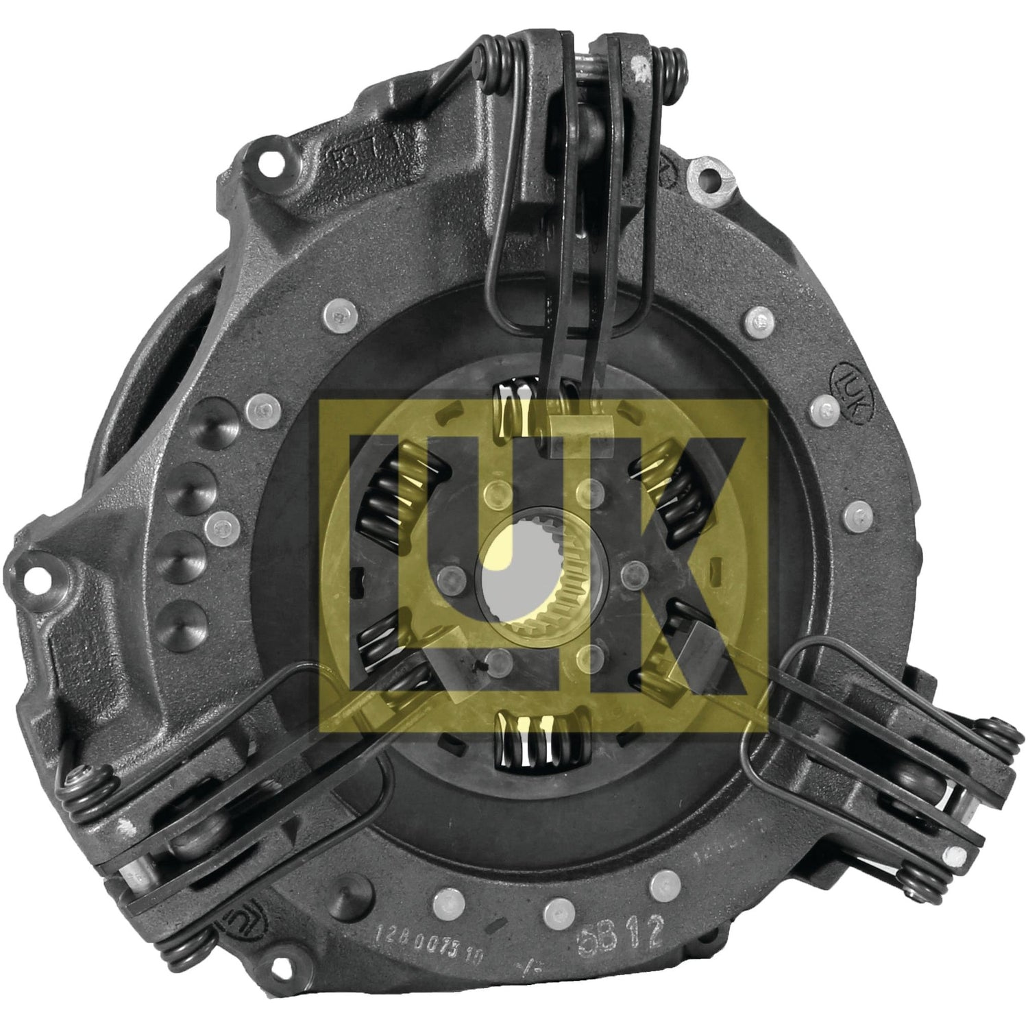 Image of a clutch pressure plate assembly with a yellow "Sparex" logo overlay. The single cover assembly, featuring several clamps and springs, is the Clutch Cover Assembly - S.145212 and includes a robust 280mm cover.