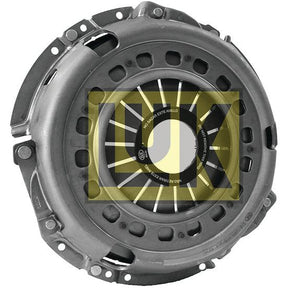 The Clutch Cover Assembly - S.145213 by Sparex is a metallic clutch pressure plate with a pressed steel housing, featuring multiple circular holes and radial fins arranged around the central opening, available in a single cover type and cover size of 280mm.