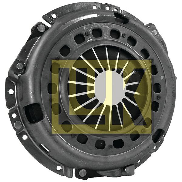 Image of a black Clutch Cover Assembly - S.145214 featuring a yellow and black "Sparex" logo centrally overlaid, housed in durable pressed steel.