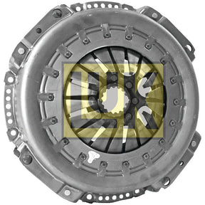 The Clutch Cover Assembly - S.145256 by Sparex is a metal automotive clutch pressure plate featuring a 310mm cover size and a yellow-highlighted area at the center.
