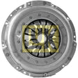 Close-up of the Clutch Cover Assembly - S.145275, a pressed steel automotive clutch pressure plate by Sparex, featuring an engraving of the company logo in the center and a cover size of 330mm.