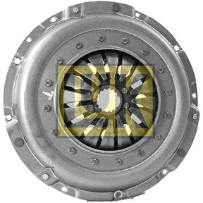 Close-up of the Clutch Cover Assembly - S.145275, a pressed steel automotive clutch pressure plate by Sparex, featuring an engraving of the company logo in the center and a cover size of 330mm.