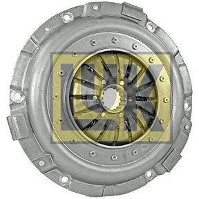 Image of the Clutch Cover Assembly - S.145294 from Sparex, featuring a pressed steel car clutch pressure plate with a circular array of spring fingers in the center. The letters "LUK" are overlaid on the plate.