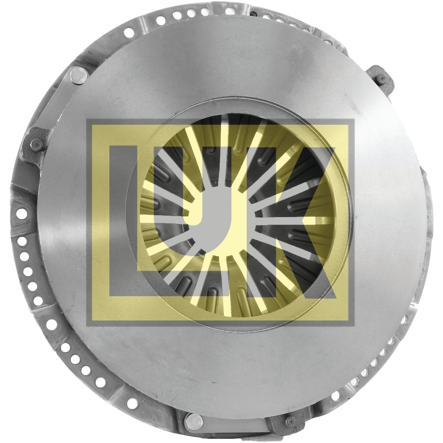 Close-up view of a metallic automotive clutch pressure plate showcasing the Sparex Clutch Cover Assembly - S.145303 with its single cover design and precise number of bolts for optimal performance.