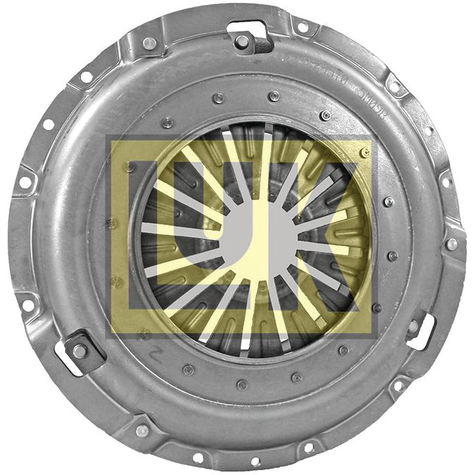 A circular, metallic automotive clutch cover assembly (S.145311) by Sparex displays central spring mechanisms. An overlaid transparent yellow Sparex logo with intersecting lines is showcased at the center.