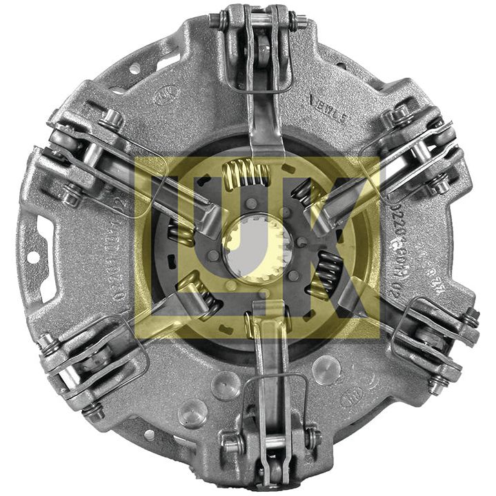 Close-up of the Clutch Cover Assembly - S.145347 by Sparex, showcasing metal springs and levers along with an organic captive disc, measuring 280/280mm, viewed from the front.