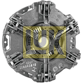 The Clutch Cover Assembly - S.145349 by Sparex is a metallic mechanical component featuring springs and gearing, likely viewed from above. This cerametallic design ensures durability, making it ideal for rugged use.
