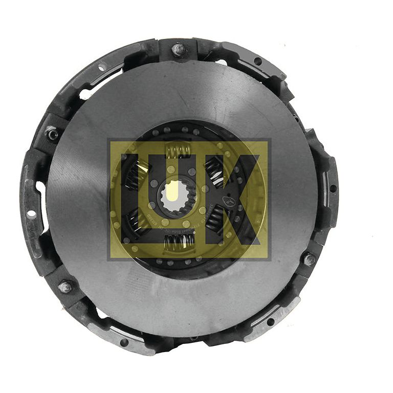 A Clutch Cover Assembly - S.145373 by Sparex, equipped with a Cerametallic Captive Disc, metal components, and springs, featuring the distinctive yellow and black "LUK" logo.