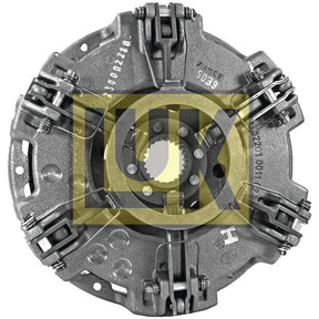 Close-up of a car clutch pressure plate assembly featuring a yellow Sparex logo overlay, complemented by an Organic Captive Disc for enhanced performance. Product Name: Clutch Cover Assembly - S.145429