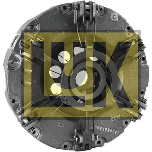 Close-up of a mechanical component with the word "Sparex" overlaid in yellow. The object appears to be part of an automotive clutch system, specifically featuring the Clutch Cover Assembly - S.145481 measuring 310/330mm.