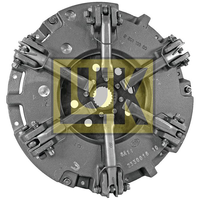 Image of a clutch cover assembly for a vehicle, with a transparent overlay reading "Sparex". The metal component features multiple spring mechanisms and bolts around its circular edge, designed to accommodate a dual cover system typically found in Deutz-Fahr machinery. This product is listed as Clutch Cover Assembly - S.145485.