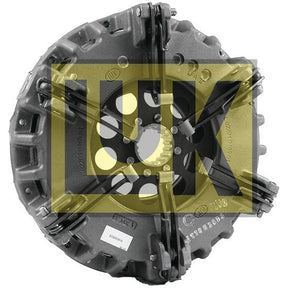 Close-up image of the Sparex Clutch Cover Assembly - S.145498, showcasing a complex arrangement of metal parts and featuring a dual cover design with product identifiers clearly labeled.