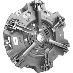 This image features the Sparex Clutch Cover Assembly - S.156478, showcasing intricate metal components such as springs and levers, arranged in a circular pattern. Its dual cover design guarantees durability and efficiency.