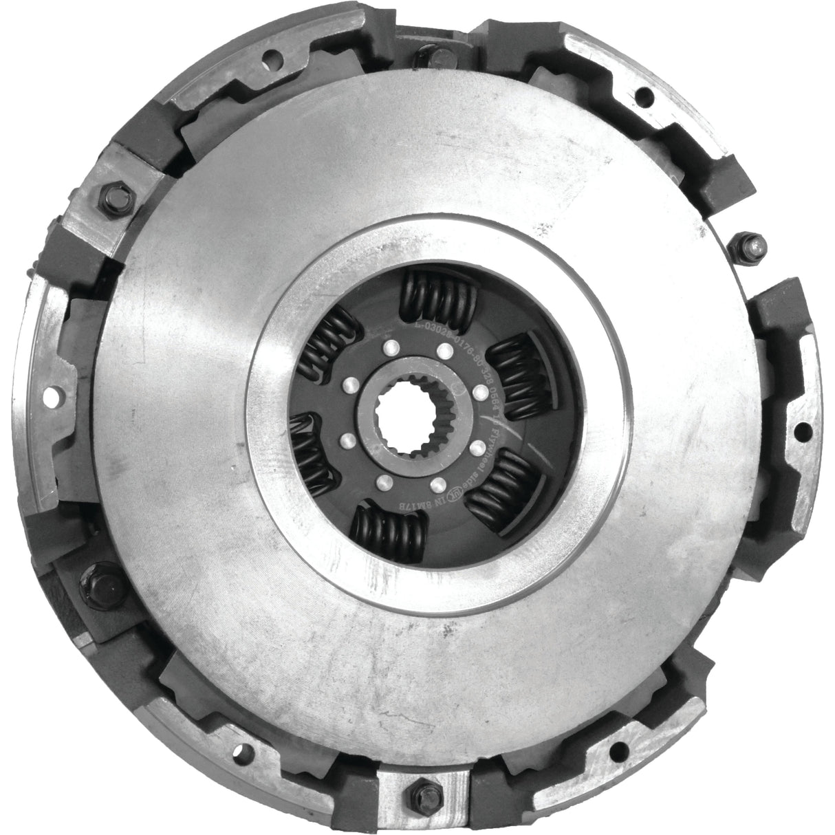 A Sparex Clutch Cover Assembly - S.162662, featuring visible springs and gears for use in automotive transmissions, is designed to accommodate various setups with its versatile cover size.