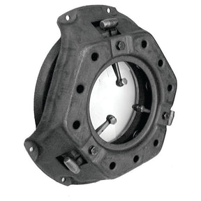 The Clutch Cover Assembly - S.19511 by Sparex is a black metal centrifugal clutch assembly designed for mechanical systems, featuring a 280mm cover with a circular plate, multiple holes, and attached hardware.