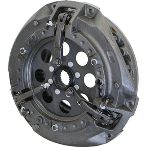 Close-up view of the Clutch Cover Assembly - S.19550 by Sparex, showcasing its metal components and mechanical parts, featuring a robust 300mm cover designed for transmitting power from the engine to the drivetrain.
