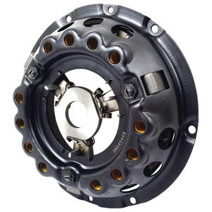 The Clutch Cover Assembly - S.72898 by Sparex is a circular metallic clutch pressure plate, crafted from pressed steel that features multiple circular openings and a central mechanism.