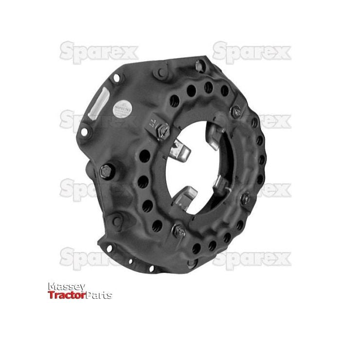 Clutch Cover Assembly - S.60219 by Sparex, designed for black tractor clutches, features multiple bolt holes and displays logos from both Sparex and Massey Tractor Parts, with a single cover size of 305mm.