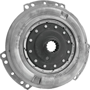 Close-up of the Sparex Clutch Damper - S.156492, a metal automotive flywheel component featuring uniformly spaced holes, gear teeth, and damper springs, showcasing intricate engineering.