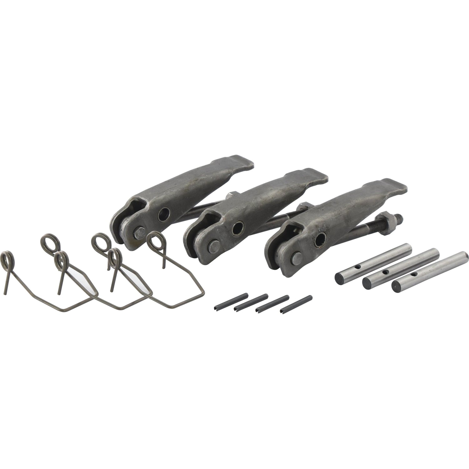 The Clutch Finger from the Sparex brand, featuring Sparex Part No. S.62178, includes a set of metal hardware pieces such as latching mechanisms, four hooks, four pins, and two cylindrical rods from the CLUTCH PTO KIT for Fiat, all displayed on a white background.