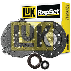 Sparex Clutch Kit with Bearings - S.146464, featuring a pressure plate, an organic clutch disc, a release bearing, and a seal, displayed with packaging.