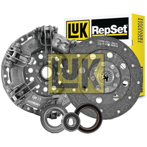 The Sparex Clutch Kit with Bearings - S.146467, set against a branded box backdrop, includes a high-quality cast iron clutch pressure plate, an organic disc for smooth engagement, a release bearing, and a pilot bearing.