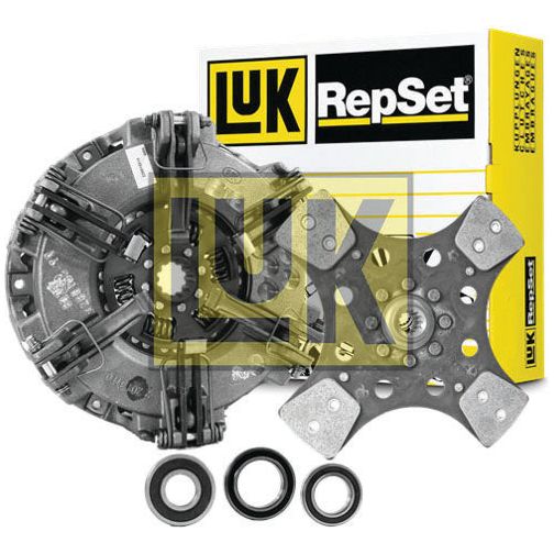 A Sparex Clutch Kit with Bearings - S.146648, including a cerametallic clutch cover, clutch disc, release bearing, and pilot bearing, with the packaging box in the background.
