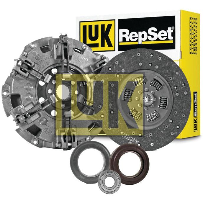 Clutch kit with bearings labeled as Sparex Part No. S.146776, featuring a pressure plate, clutch disc, release bearing, pilot bearing, and alignment tool with Sparex branding on the packaging in the background. Perfect fit for International Harvester 633 models—a reliable choice featuring premium bearings.