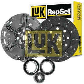 Sparex Clutch Kit with Bearings (S.146869) displayed in front of branded packaging includes a pressure plate, clutch disc, and bearings. Features cerametallic components for enhanced durability.