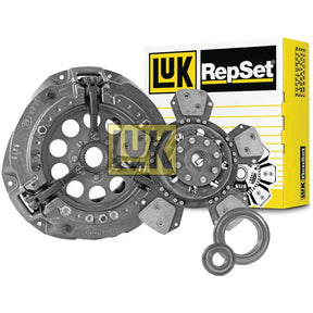 The Clutch Kit with Bearings - S.146885 by Sparex includes a pressure plate, 300mm cover, Cerametallic loose disc, release bearing, and alignment tool, shown next to a yellow and white branded box.