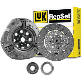 The Sparex Clutch Kit with Bearings - S.146899 includes an organic captive disc, pressure plate, release bearing, and pilot bearing, all beautifully presented with a product box in the background.