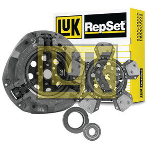 A Sparex Clutch Kit with Bearings - S.146901, featuring a 250/300mm cover, clutch plate, pressure plate, release bearing, and alignment tool, displayed with the product packaging in the background.