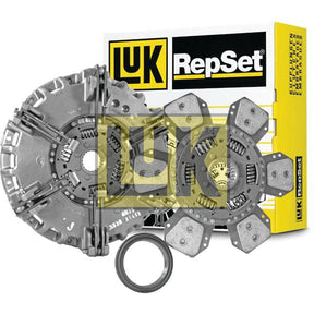 Image of the Sparex Clutch Kit with Bearings - S.146916 for vehicles, featuring a pressure plate, torsion sprung clutch disc, release bearing, and packaging box.