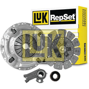 A Sparex Clutch Kit with Bearings - S.147332 is displayed, featuring a single cover clutch pressure plate, clutch disc, release bearing, pilot bearing, and alignment tool, with the product box in the background.