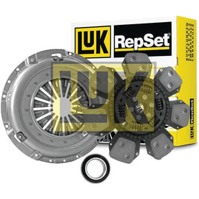 A clutch kit is on display, featuring a pressure plate, a clutch disc, and a release bearing. The original packaging in the background is labeled "Clutch Kit with Bearings - S.147341," showcasing the trusted Sparex brand.