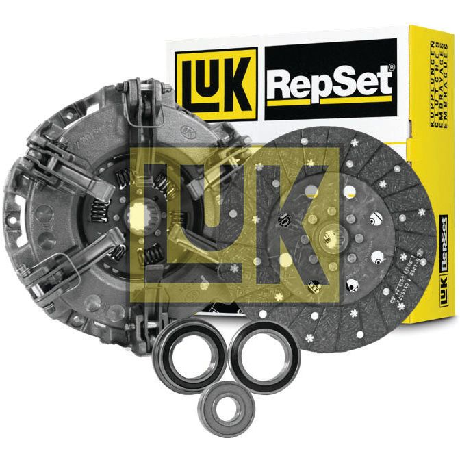A clutch kit with multiple components displayed in front of a box labeled "Clutch Kit with Bearings - S.156504" from the renowned brand Sparex.