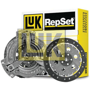 A box of the Sparex Clutch Kit without Bearings - S.146550, featuring a clutch pressure plate and disc with a Cover Type Dual system, displayed in front.
