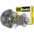 Image of a Sparex Clutch Kit without Bearings - S.146602, showcasing the clutch disc and pressure plate in front of the product box. The box prominently features the Sparex logo and product details, highlighting the Cerametallic Disc construction.