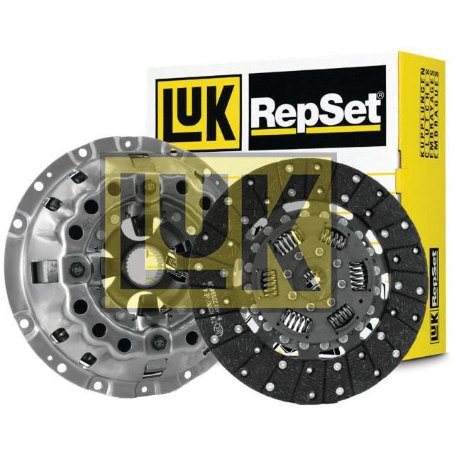 Image of a Sparex S.146751 clutch kit featuring a pressure plate and single cover clutch disc, with packaging in the background. The Sparex logo is prominently displayed on both the parts and the box.