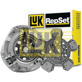 Sparex Clutch Kit without Bearings (S.146794) featuring an Organic Captive Disc on the left and a pressure plate on the right, displayed in front of product packaging.