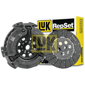 Image of a Sparex Clutch Kit without Bearings - S.147279, featuring a pressure plate and an organic material friction disc, with the product packaging visible in the background.