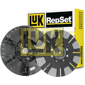 Image of a Sparex Clutch Kit without Bearings - S.147324, featuring a cast iron pressure plate and cerametallic friction disc, with branded packaging in the background.