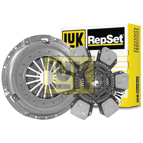 Image of a clutch kit consisting of a pressure plate and a Cerametallic Loose Disc with a Sparex branded box in the background, labeled as Clutch Kit without Bearings - S.147333.